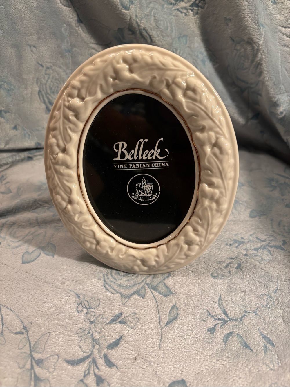 Belleek Cream Oval Parian China Picture Frame with Relief Detail